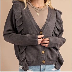 143 Story Sweater‎ Size Large Ruffled Front Size Large